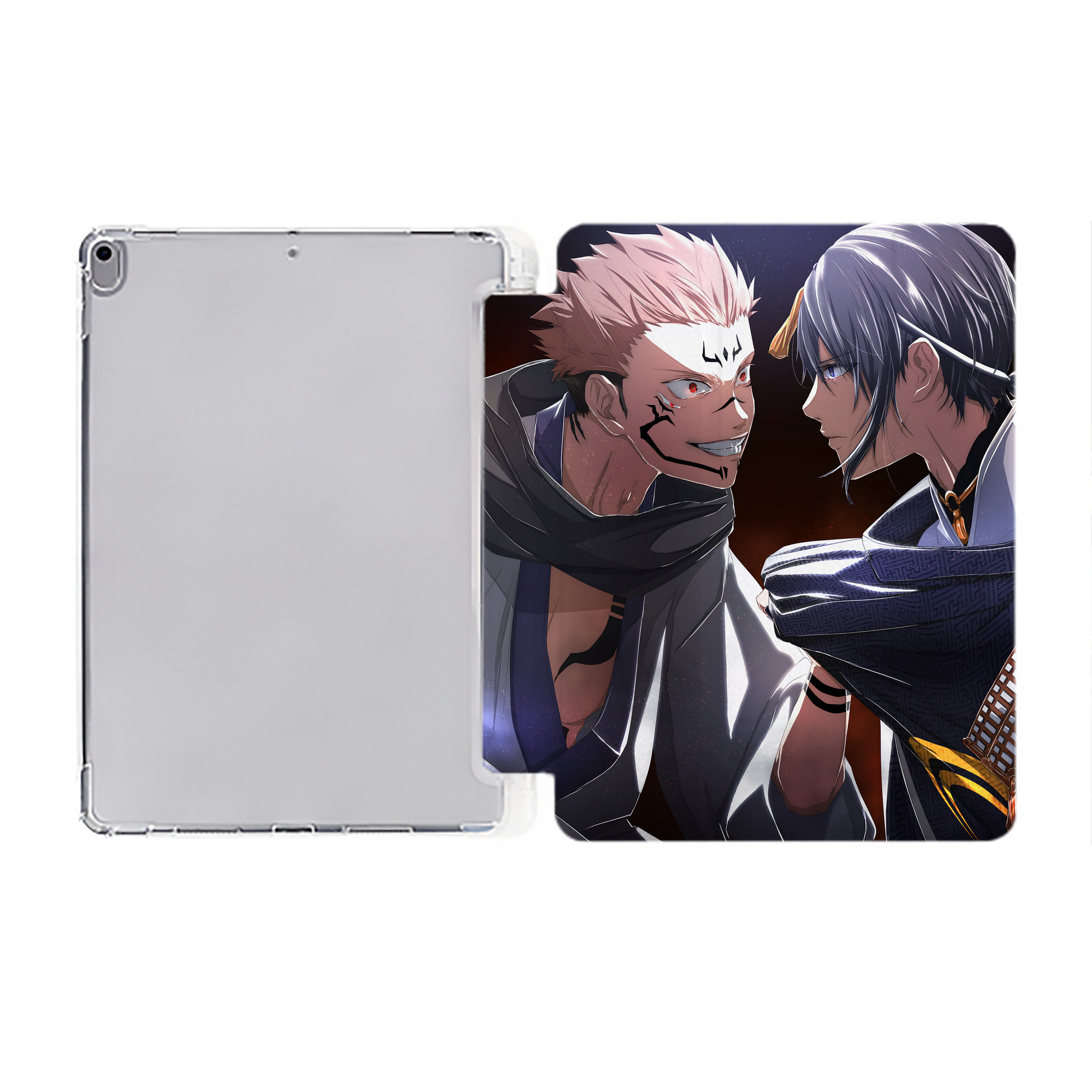 （画像用） 呪術廻戦 Jujutsu Kaisen IPad ケース ペン収納付き 三つ折りスタンド PUレザー×シリコン 対応機種9.5/10.5/10.9インチ